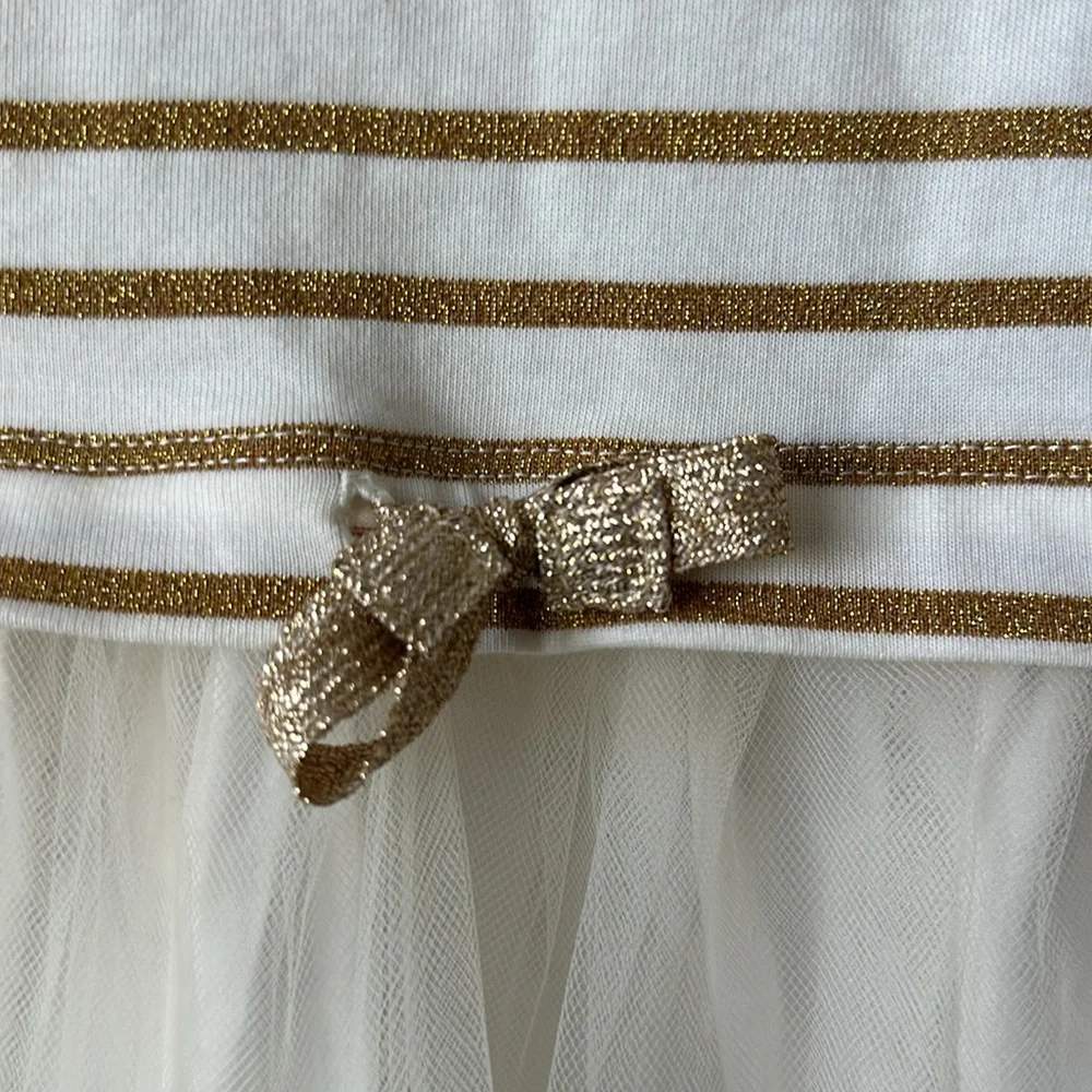 Girls Crewcuts by J Crew Drop Waist Cowl Neck Gold Stripe tutu Dress 12 - Picture 4 of 6